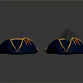 Daily Living Blue Hats Featuring Yellow Trim Red Badge and Black Feather