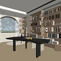 Modern Study Room Interior With Large Bookshelves Abundant Books Wooden Desk Chair And Natural Light