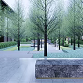 Modern Entrance Gate Architectural Design With Trees Stone Walls And Metal Elements
