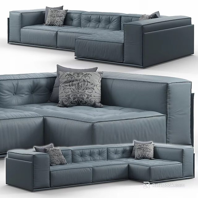 Modern Gray Two-Seater Sofa With Soft Cushions And Comfortable Spacious Seating Design 3d model