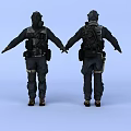 Two Tactical Game Movie Characters In Uniforms Holding Hands With Backpacks