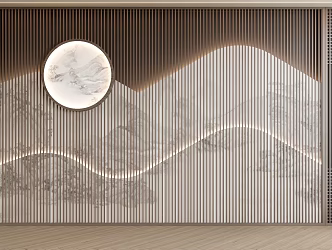 New Chinese Background Wall Landscape Background Wall Grille Background Wall Hard Bag Background Wall Decorative Background Wall 3d model