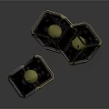 Three Black Dice With Golden Edges As Daily Living Supplies In Suspended Design