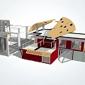 Modern Industrial Equipment Modular Structure With Red Platform And Staircase Design 3d model