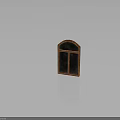 Brown Wooden Cabinet With Arched Top And Double Dark Doors