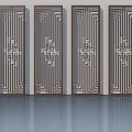 Four Modern Wooden Hinged Doors With Geometric Patterns For Interior Design 3d model