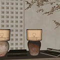 Quiet Table Lamp Homestay Table Lamp Pottery Pot Table Lamp 3d model