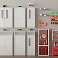 Complete Fire Safety Equipment Set With Cabinets Extinguishers Hydrant And Emergency Lights