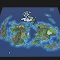 Cartoon Map Scene With Colorful Islands Diverse Terrain And Blue Ocean