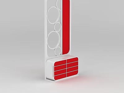 Red And White Inflatable Model With Circular Patterns And Vertical Panel Design 3d model