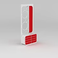 Red And White Inflatable Model With Circular Patterns And Vertical Panel Design