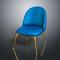Elegant Blue Velvet Chair With Gold Metal Legs Modern Design