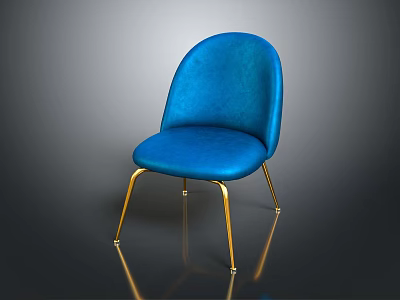 Elegant Blue Velvet Chair With Gold Metal Legs Modern Design 3d model
