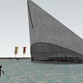 Modern Museum Building With Geometric Facade Open Plaza And Glass Structure