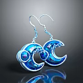 Sparkling Blue Moon and Star Shaped Dangle Earrings for Daily Use