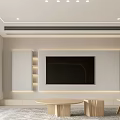 Elegant Modern Living Dining Room Interior With TV Wall Wooden Coffee Table And Recessed Lighting