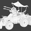 Rusty Yellow Modified Monster Truck With Weapons Plow And Canopy 3d model