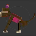 Pixel Art Monkey Game Character With Red Hat And Pink Vest Design 3d model