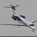 Sleek White and Blue Private Jet with Twin Engines and Modern Wing Tail Design