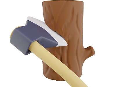Wood Axe Cutting Wood Cutting Wood Scene Cartoon Wood Cartoon Axe 3d model