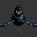 Blue Prehistoric Marine Reptile With Long Snout Sharp Teeth And Streamlined Flippers