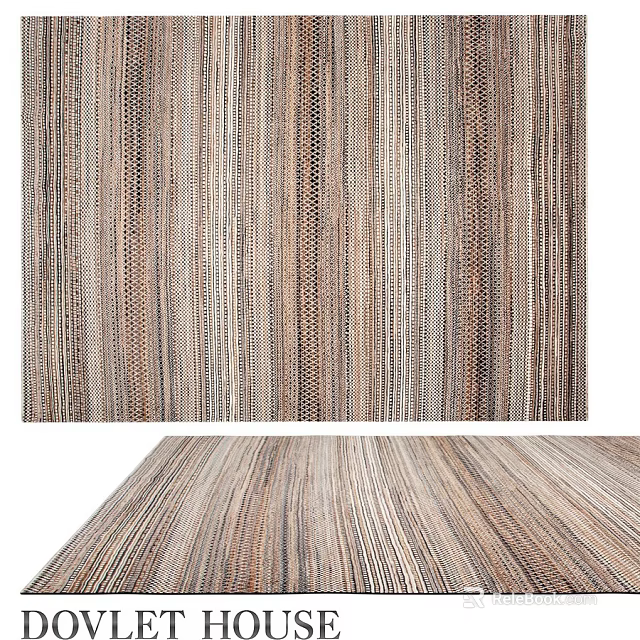 Modern Square Rug With Striped Pattern Neutral Tones Woven Texture For Living Space 3d model 