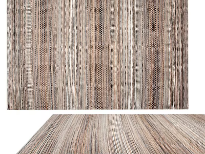 Modern Square Rug With Striped Pattern Neutral Tones Woven Texture For Living Space 3d model