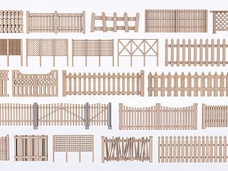 Modern fence combination fence bamboo fence wood grille fence landscape fence 3d model