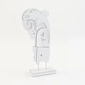 Vintage Wooden Decorative Ornament Set with Intricate Carvings and Black Stand
