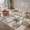 Stylish Sofa Coffee Table Set In Modern Living Room With Armchair Rug And Wall Art
