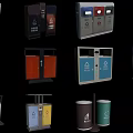 Public Waste Sorting Trash Bins With Various Colors And Different Designs 3d model