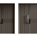 Dark Brown Security Door Featuring Vertical Striped Design Electronic Lock And Handle 3d model