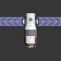 Spacecraft Module Equipment With Blue Solar Panels White Main Body And Red National Flag