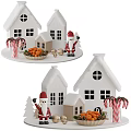 Christmas Building Block Scene With Houses Santa And Decorations