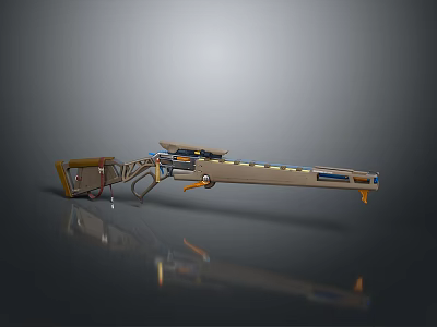 Game Movie Character Futuristic Sci Fi Weapon With Metallic Design Blue Yellow Details Mechanical Structure 3d model