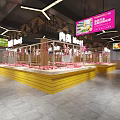 Supermarket Meat Section Featuring Fresh Meat Display Counters And Bright Interior Lighting 3d model