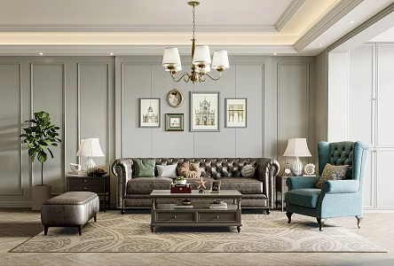 American Living Room Home Living Room 3d model
