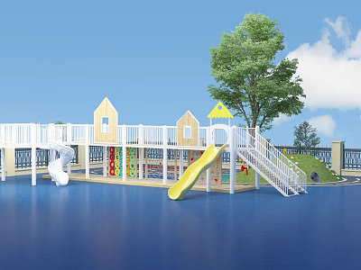 Kindergarten Outdoor Toy Soil Slope Large Toy Sand Pool Runway 3d model