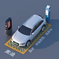 Audi Electric Car Charging at Station with Charging Area Markings