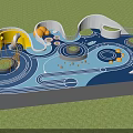 Vibrant Playground With Blue Ground Yellow Slides Circular Platforms Climbing Structures And Loop Track 3d model