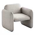 Modern Beige Accent Chair With Rounded Armrests And Soft Comfortable Fabric 3d model