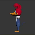 Cute 3D Cartoon Bird Character With Pink Head Yellow Beak Blue Body And White Belly
