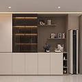 Modern Sideboard Cabinet With Glass Doors LED Lighting Storage And Decor In Dining Room