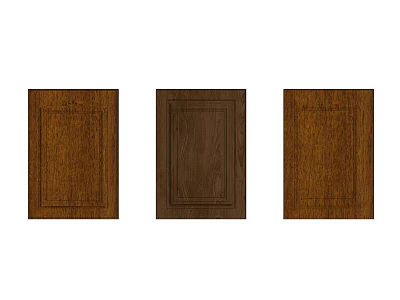 Three Different Colored Wooden Cabinet Doors With Natural Wood Tones 3d model