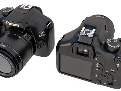 Canon EOS 3000D Digital Camera Front and Back View Showing Key Features 3d model