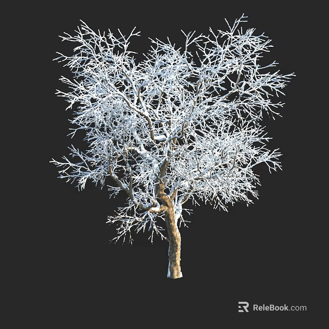 Snow Covered Arbor With Bare Branches And Brown Trunk On Black Background 3d model 
