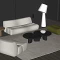 Poliform ERNEST sofa coffee table combination bamboo sofa floor lamp 3d model