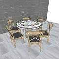 Minimalist Round Dining Table Set With Wooden Chairs Gray Wall And Light Floor