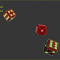 Three Red Dice With White Dots Flying On Black Background For Daily Use