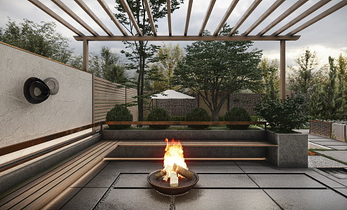 Modern Courtyard Garden 3d model